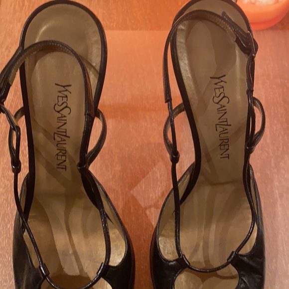 Yves Saint Laurent high heel open back point black heel size 10 - Picture 6 of 8